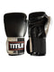Title Leather Sparring Gloves: Black with Silver Thumb